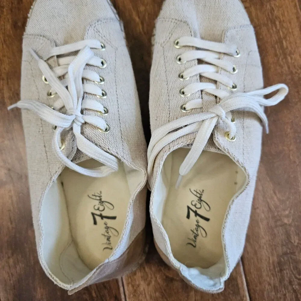 Vintage 7 Eight Espadrille Lace Up Sneakers size 9